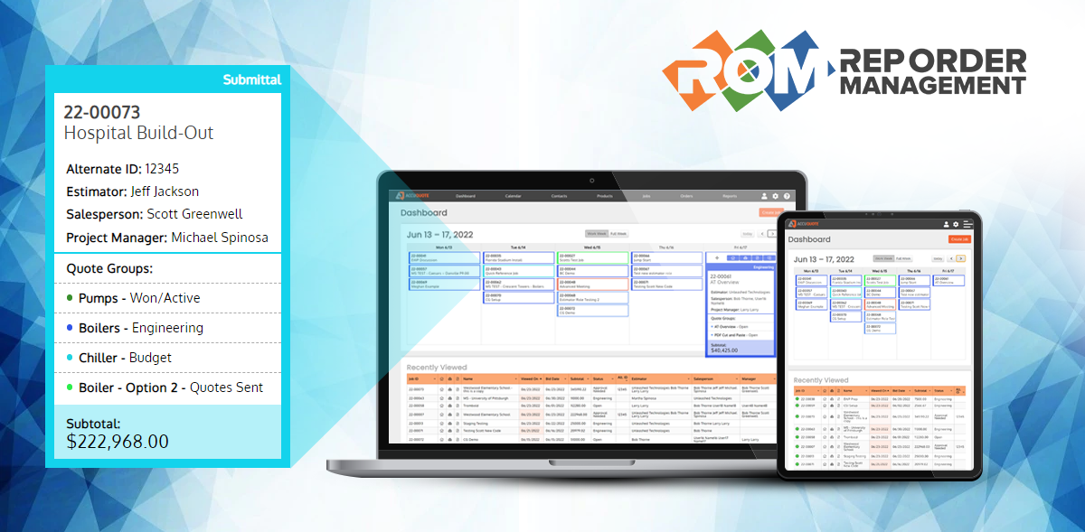 screenshot of Rep Order Management